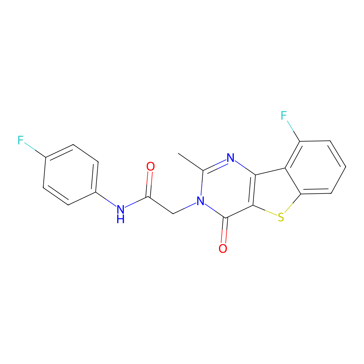 2-(9-fluoro-2-methyl-4-oxo[1]benzothieno[3,2-d]pyrimidin-3(4H)-yl)-N-(4-fluorophenyl)acetamide molecular structure, CAS 1040683-11-1