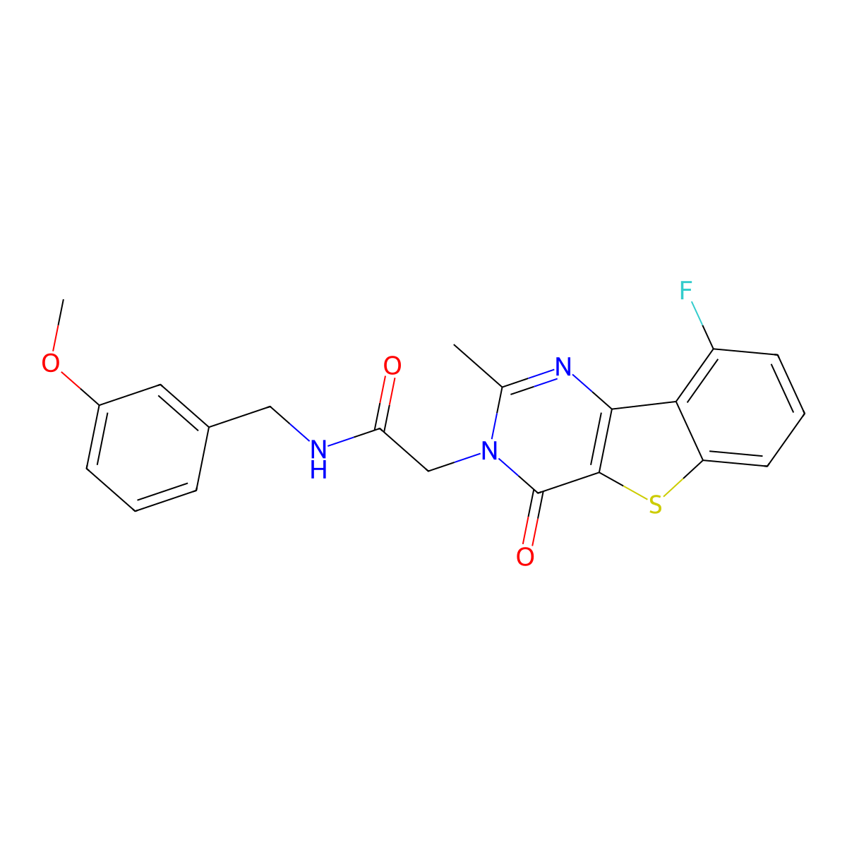 2-(9-fluoro-2-methyl-4-oxo[1]benzothieno[3,2-d]pyrimidin-3(4H)-yl)-N-(3-methoxybenzyl)acetamide molecular structure, CAS 1040683-24-6