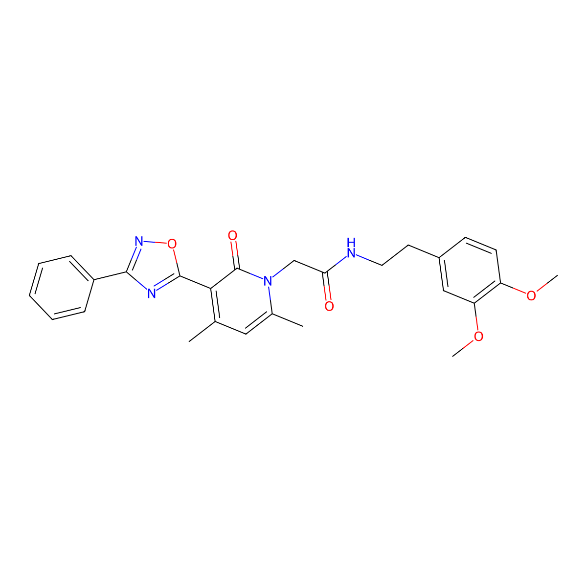 N-(3,4-dimethoxyphenethyl)-2-(4,6-dimethyl-2-oxo-3-(3-phenyl-1,2,4-oxadiazol-5-yl)pyridin-1(2H)-yl)acetamide molecular structure, CAS 1040683-42-8