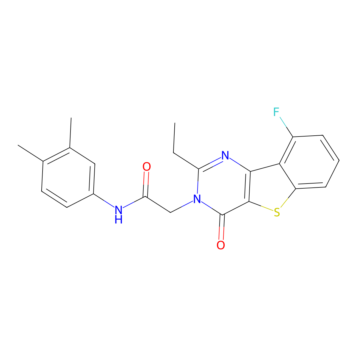 N-(3,4-dimethylphenyl)-2-(2-ethyl-9-fluoro-4-oxo[1]benzothieno[3,2-d]pyrimidin-3(4H)-yl)acetamide molecular structure, CAS 1040683-65-5