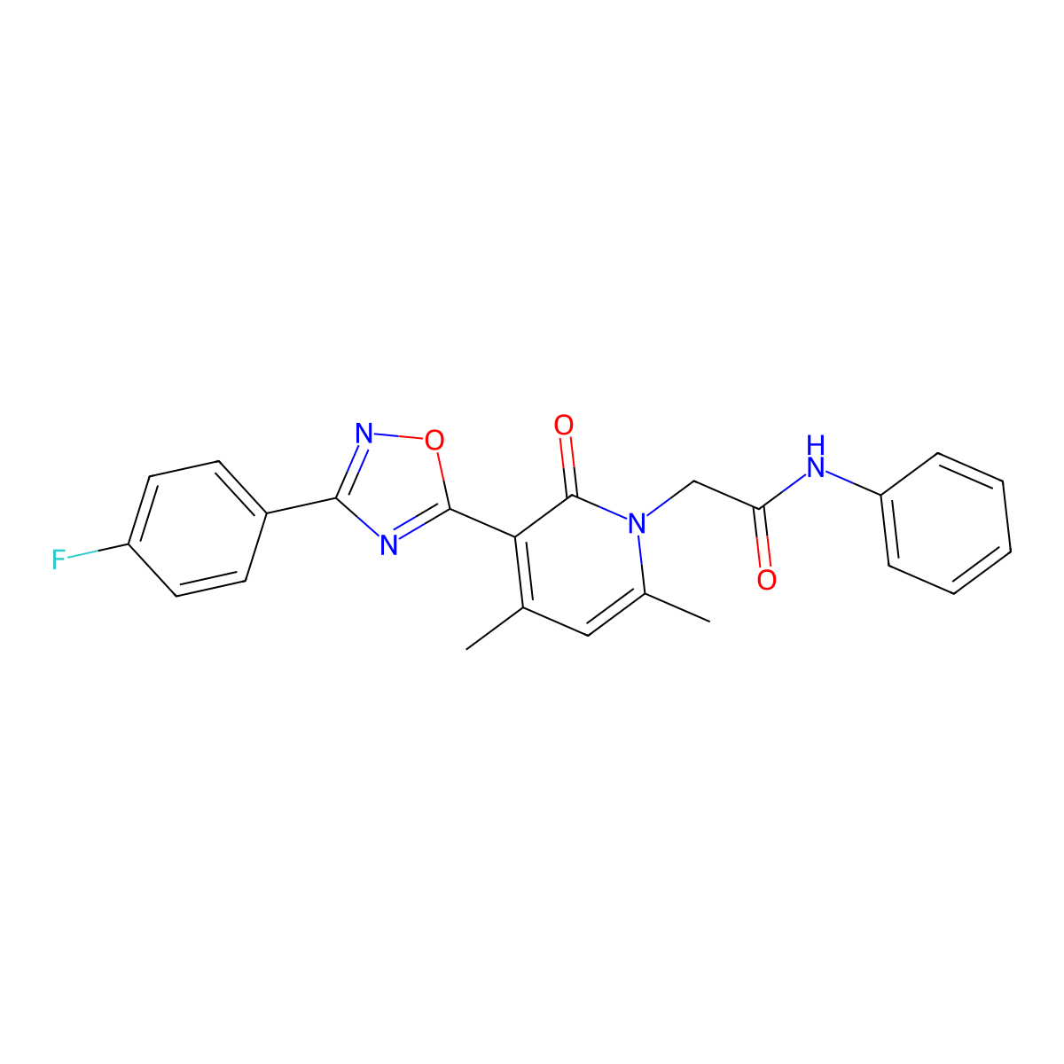 2-(3-(3-(4-fluorophenyl)-1,2,4-oxadiazol-5-yl)-4,6-dimethyl-2-oxopyridin-1(2H)-yl)-N-phenylacetamide molecular structure, CAS 1040683-69-9
