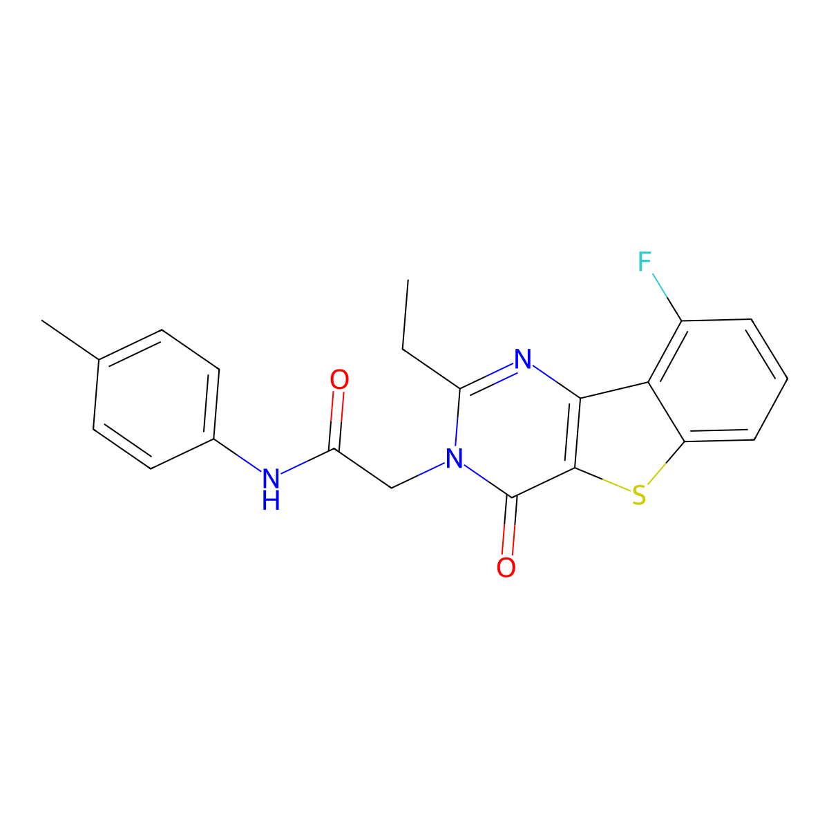 2-(2-ethyl-9-fluoro-4-oxo[1]benzothieno[3,2-d]pyrimidin-3(4H)-yl)-N-(4-methylphenyl)acetamide molecular structure, CAS 1040683-71-3