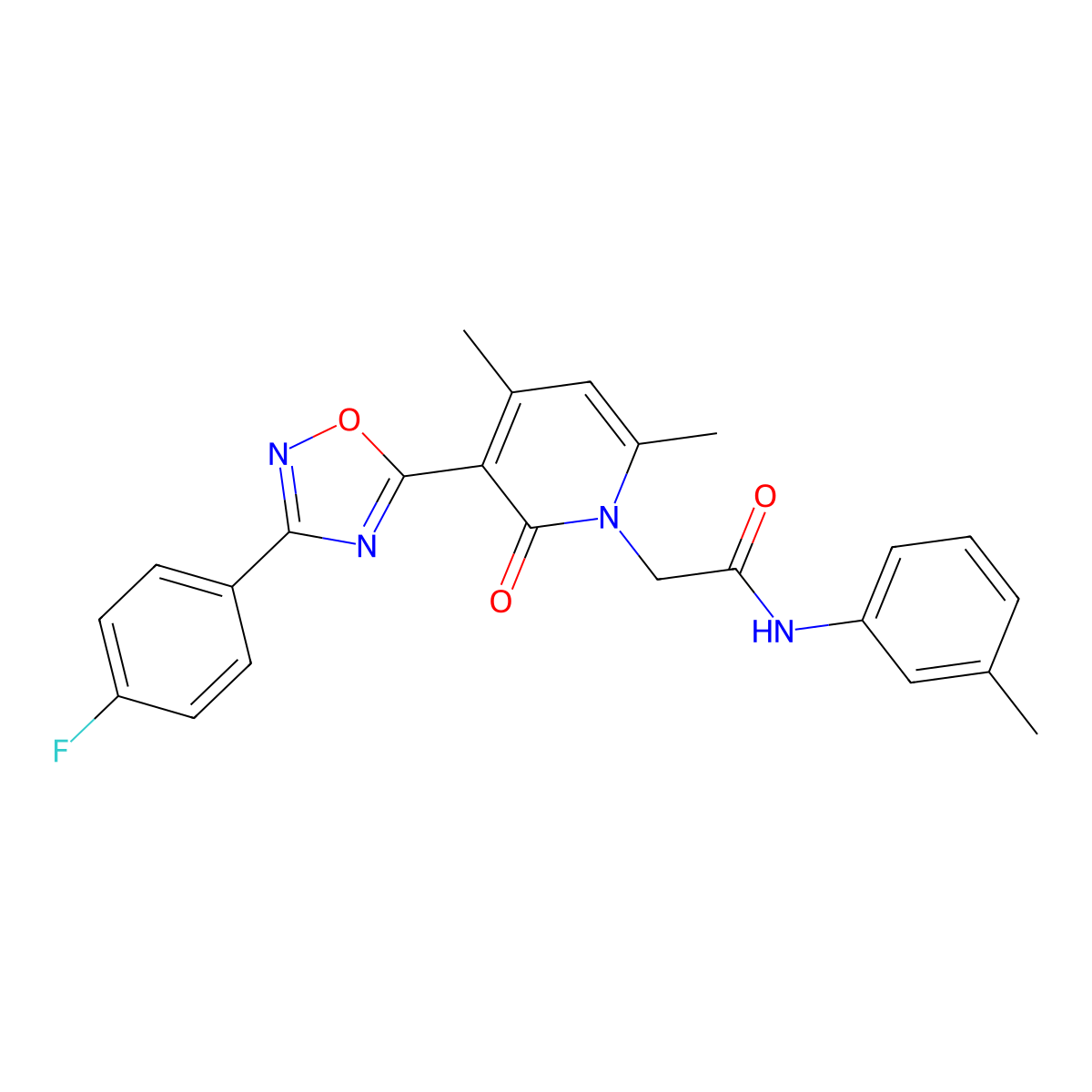 2-(3-(3-(4-fluorophenyl)-1,2,4-oxadiazol-5-yl)-4,6-dimethyl-2-oxopyridin-1(2H)-yl)-N-(m-tolyl)acetamide molecular structure, CAS 1040683-76-8