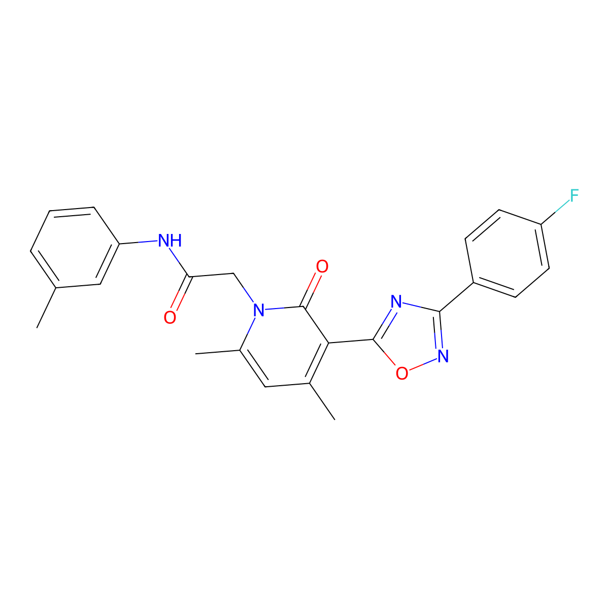2-(3-(3-(4-fluorophenyl)-1,2,4-oxadiazol-5-yl)-4,6-dimethyl-2-oxopyridin-1(2H)-yl)-N-(m-tolyl)acetamide molecular structure, CAS 1040683-76-8