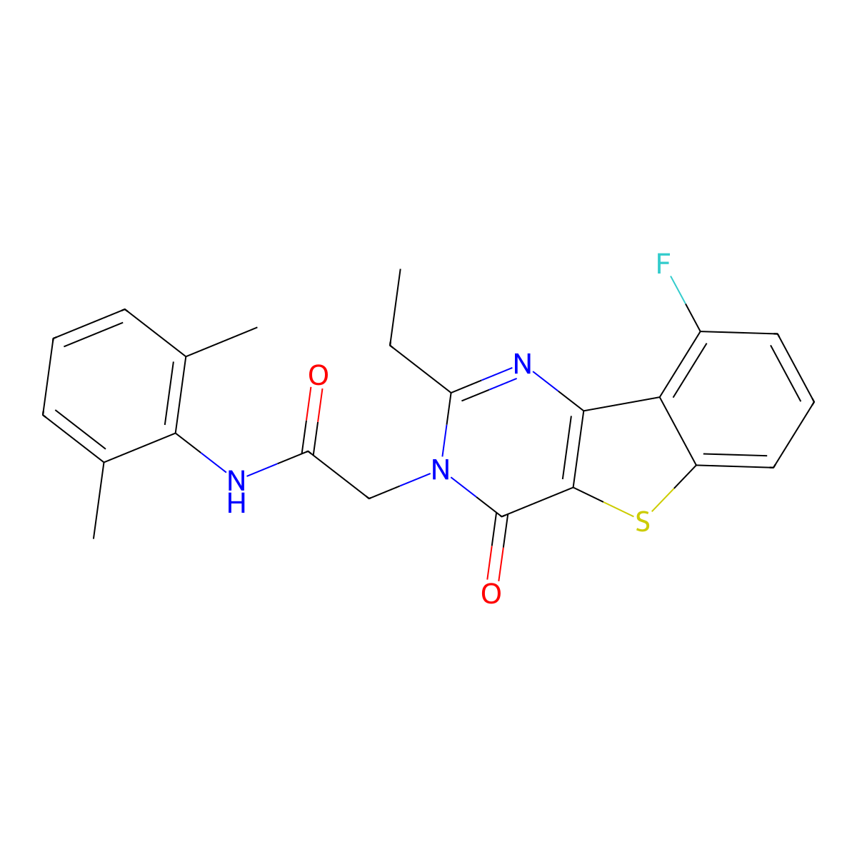 N-(2,6-dimethylphenyl)-2-(2-ethyl-9-fluoro-4-oxo[1]benzothieno[3,2-d]pyrimidin-3(4H)-yl)acetamide molecular structure, CAS 1040683-85-9