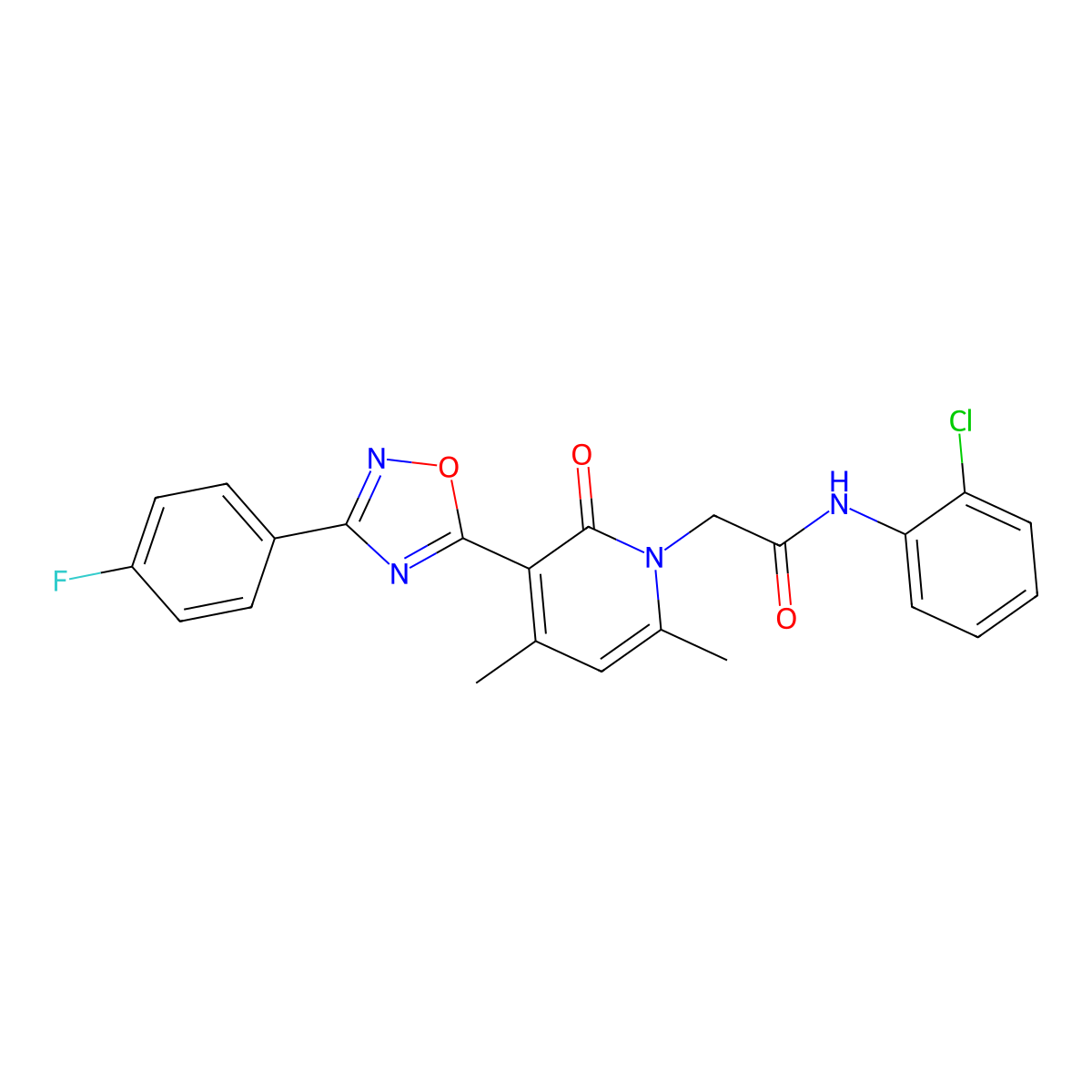 N-(2-chlorophenyl)-2-(3-(3-(4-fluorophenyl)-1,2,4-oxadiazol-5-yl)-4,6-dimethyl-2-oxopyridin-1(2H)-yl)acetamide molecular structure, CAS 1040683-92-8