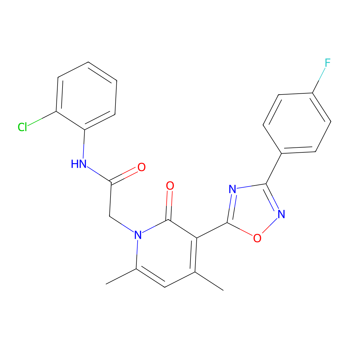 N-(2-chlorophenyl)-2-(3-(3-(4-fluorophenyl)-1,2,4-oxadiazol-5-yl)-4,6-dimethyl-2-oxopyridin-1(2H)-yl)acetamide molecular structure, CAS 1040683-92-8