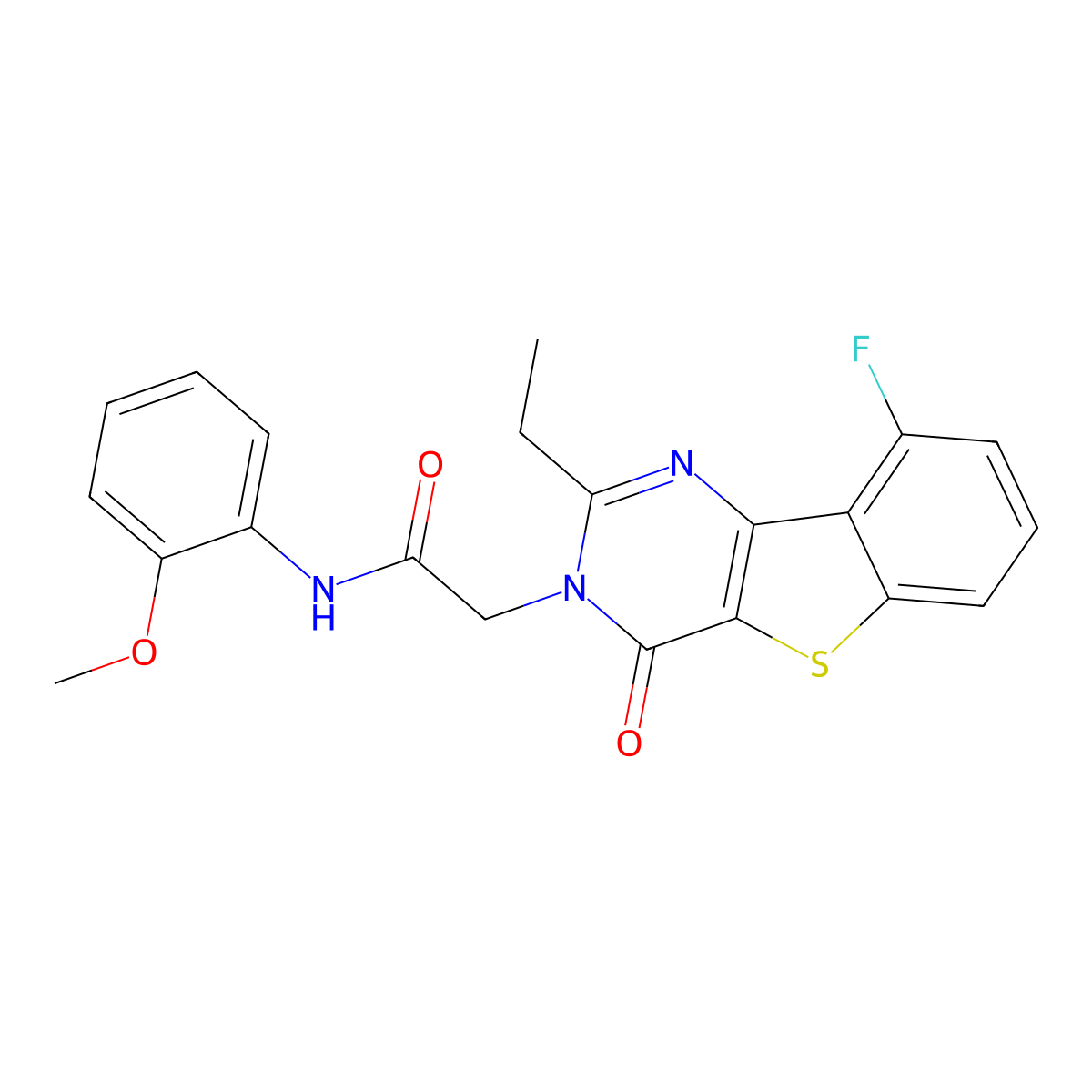 2-(2-ethyl-9-fluoro-4-oxo[1]benzothieno[3,2-d]pyrimidin-3(4H)-yl)-N-(2-methoxyphenyl)acetamide molecular structure, CAS 1040683-93-9