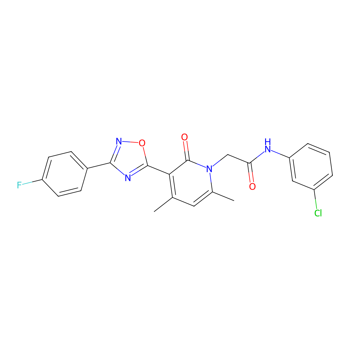 N-(3-chlorophenyl)-2-(3-(3-(4-fluorophenyl)-1,2,4-oxadiazol-5-yl)-4,6-dimethyl-2-oxopyridin-1(2H)-yl)acetamide molecular structure, CAS 1040684-00-1