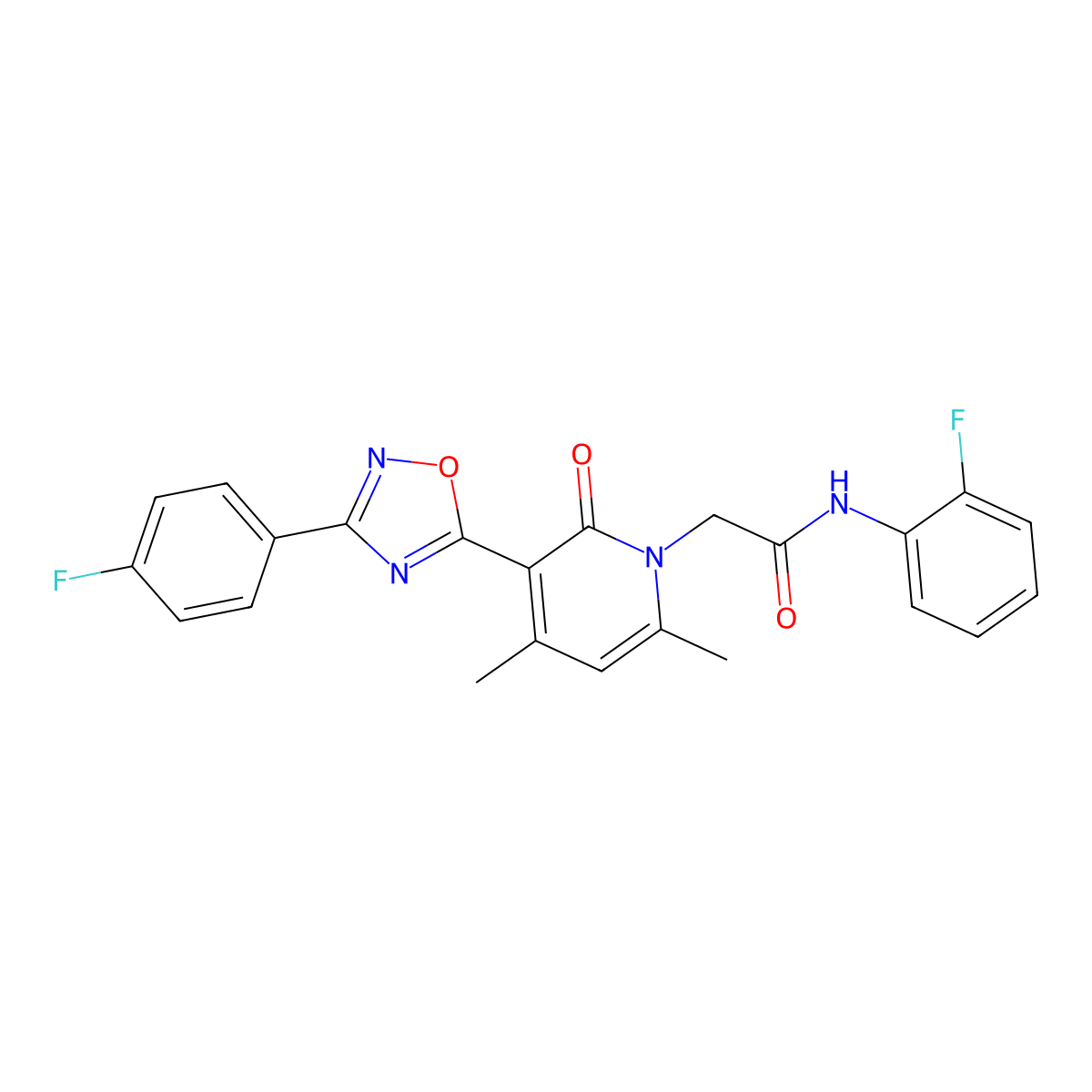 N-(2-fluorophenyl)-2-{3-[3-(4-fluorophenyl)-1,2,4-oxadiazol-5-yl]-4,6-dimethyl-2-oxo-1,2-dihydropyridin-1-yl}acetamide molecular structure, CAS 1040684-08-9