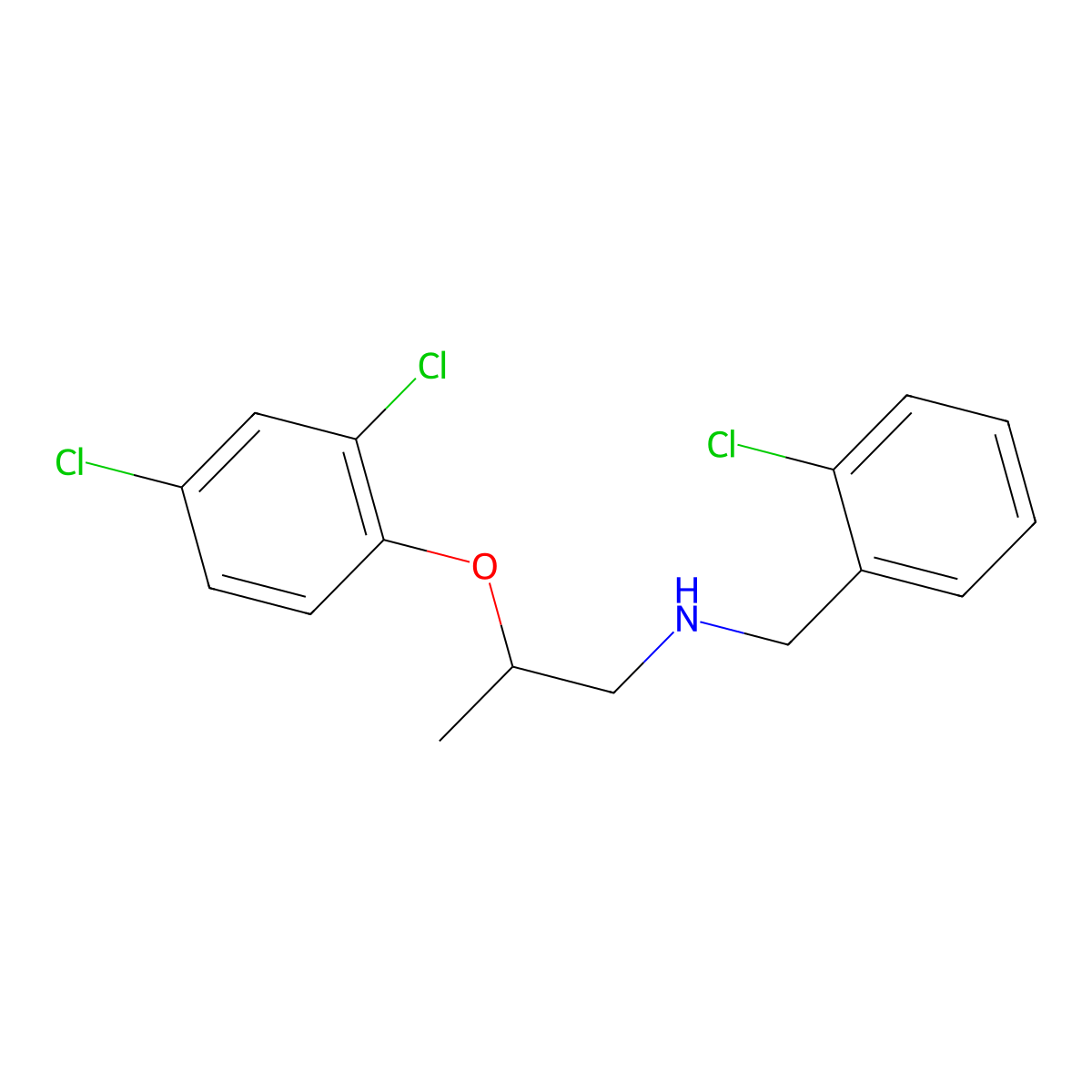 N-(2-Chlorobenzyl)-2-(2,4-dichlorophenoxy)-1-propanamine molecular structure, CAS 1040684-13-6