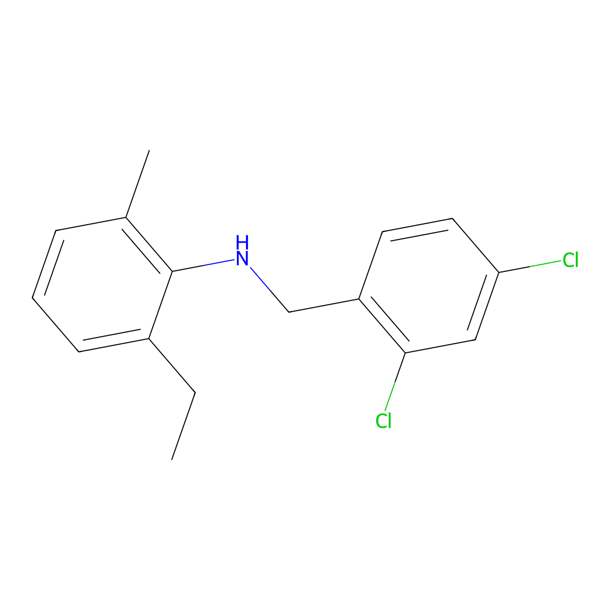 N-(2,4-Dichlorobenzyl)-2-ethyl-6-methylaniline molecular structure, CAS 1040684-15-8