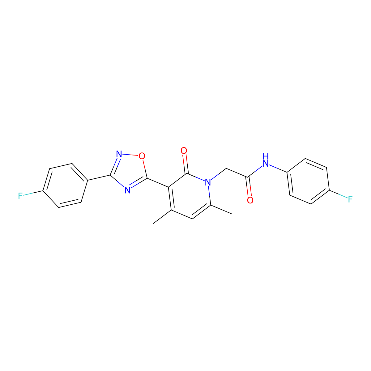 N-(4-fluorophenyl)-2-(3-(3-(4-fluorophenyl)-1,2,4-oxadiazol-5-yl)-4,6-dimethyl-2-oxopyridin-1(2H)-yl)acetamide molecular structure, CAS 1040684-16-9