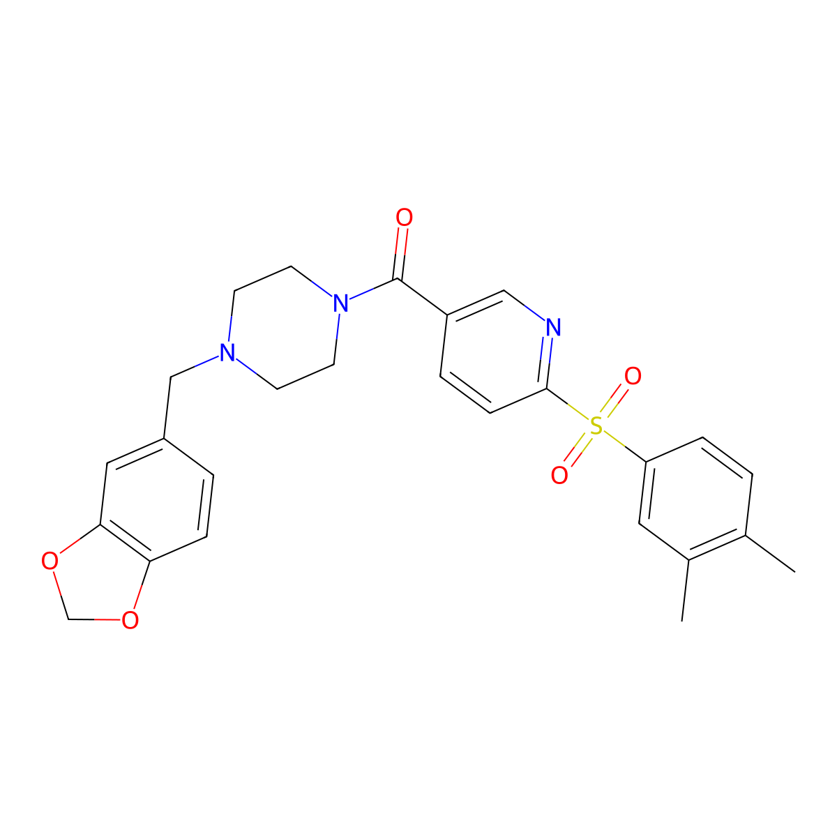 1-[(2H-1,3-benzodioxol-5-yl)methyl]-4-[6-(3,4-dimethylbenzenesulfonyl)pyridine-3-carbonyl]piperazine molecular structure, CAS 1040684-17-0