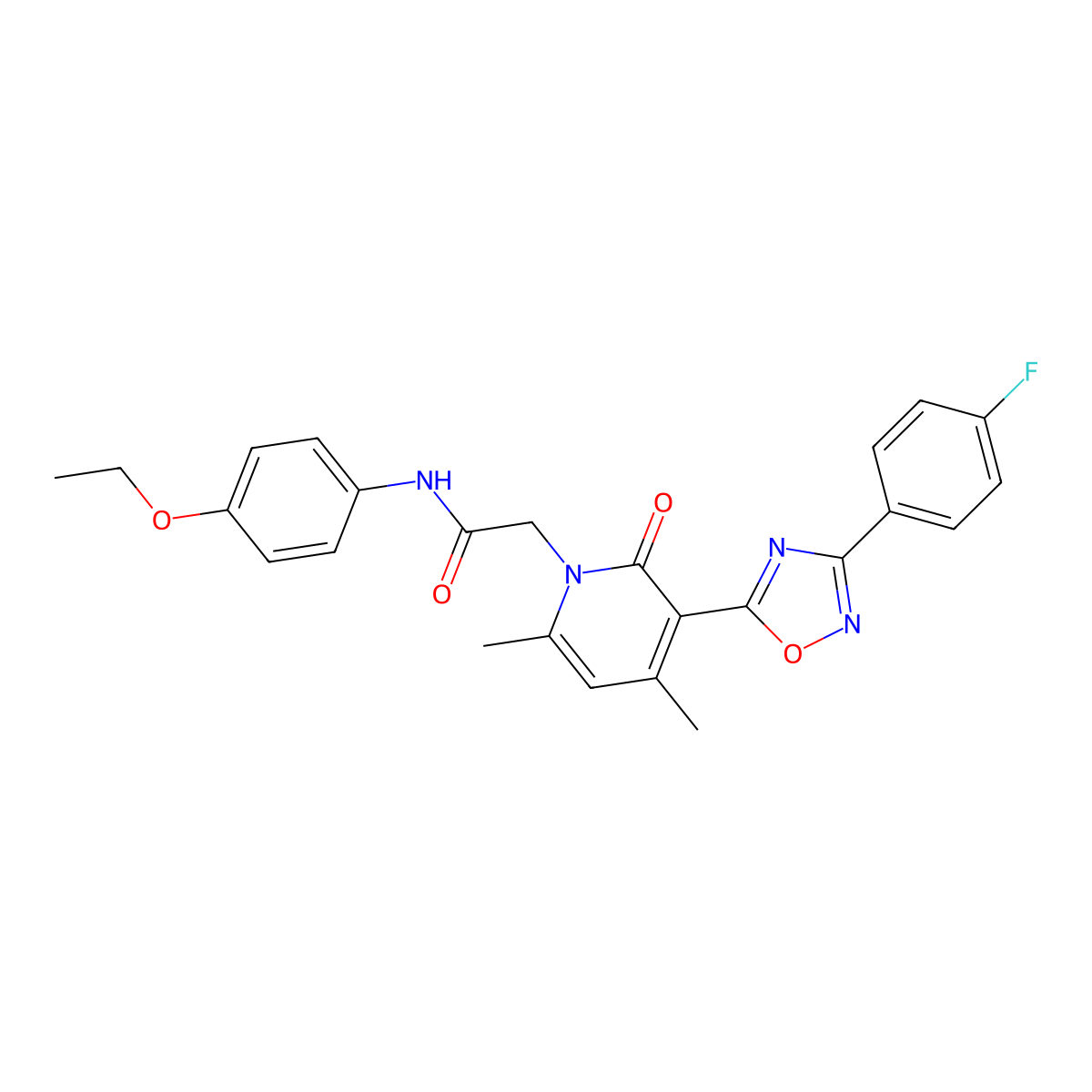 N-(4-ethoxyphenyl)-2-(3-(3-(4-fluorophenyl)-1,2,4-oxadiazol-5-yl)-4,6-dimethyl-2-oxopyridin-1(2H)-yl)acetamide molecular structure, CAS 1040684-24-9