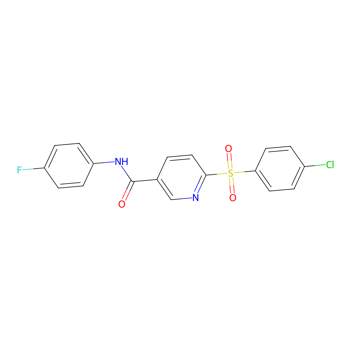 6-(4-chlorobenzenesulfonyl)-N-(4-fluorophenyl)pyridine-3-carboxamide molecular structure, CAS 1040684-25-0