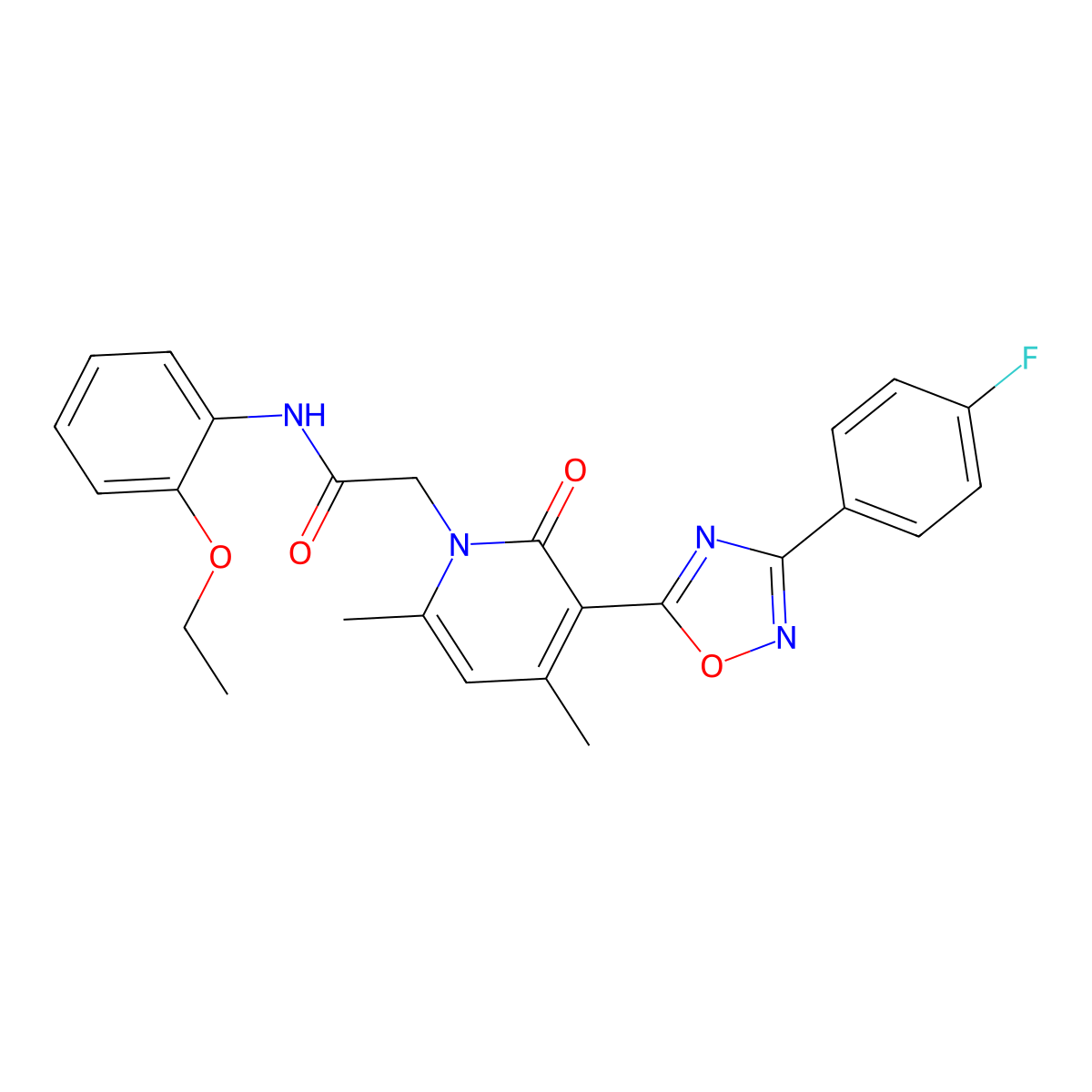 N-(2-ethoxyphenyl)-2-{3-[3-(4-fluorophenyl)-1,2,4-oxadiazol-5-yl]-4,6-dimethyl-2-oxo-1,2-dihydropyridin-1-yl}acetamide molecular structure, CAS 1040684-32-9
