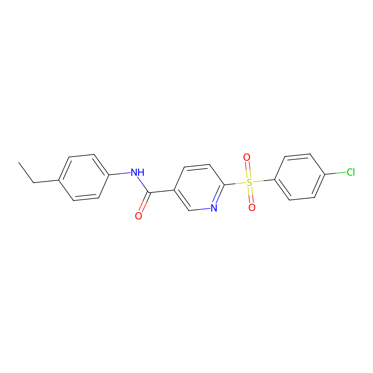 6-((4-chlorophenyl)sulfonyl)-N-(4-ethylphenyl)nicotinamide molecular structure, CAS 1040684-33-0
