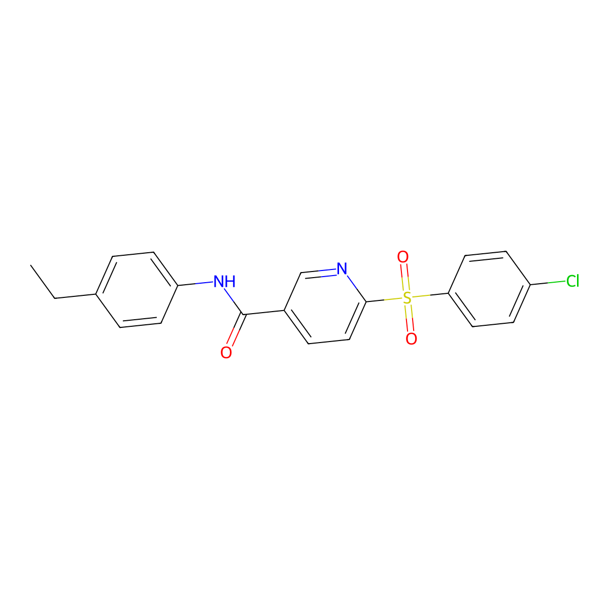 6-((4-chlorophenyl)sulfonyl)-N-(4-ethylphenyl)nicotinamide molecular structure, CAS 1040684-33-0