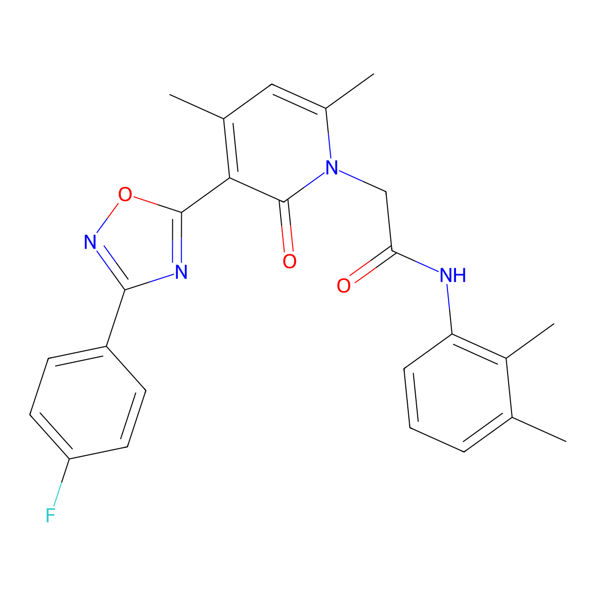 N-(2,3-dimethylphenyl)-2-(3-(3-(4-fluorophenyl)-1,2,4-oxadiazol-5-yl)-4,6-dimethyl-2-oxopyridin-1(2H)-yl)acetamide molecular structure, CAS 1040684-39-6