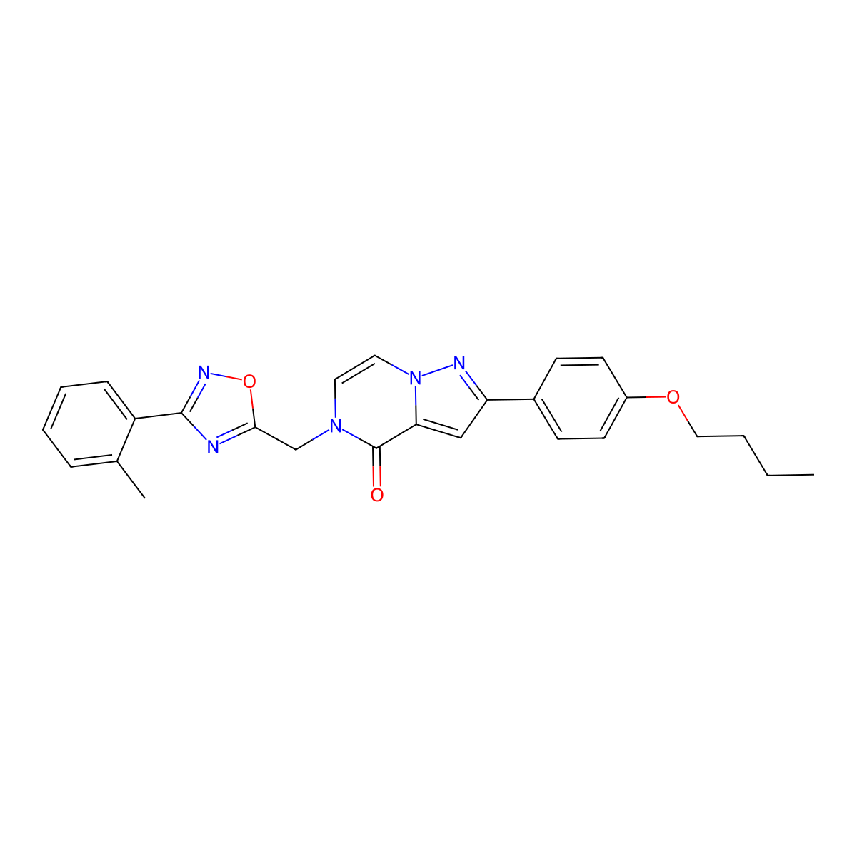 2-(4-butoxyphenyl)-5-{[3-(2-methylphenyl)-1,2,4-oxadiazol-5-yl]methyl}-4H,5H-pyrazolo[1,5-a]pyrazin-4-one molecular structure, CAS 1040684-53-4