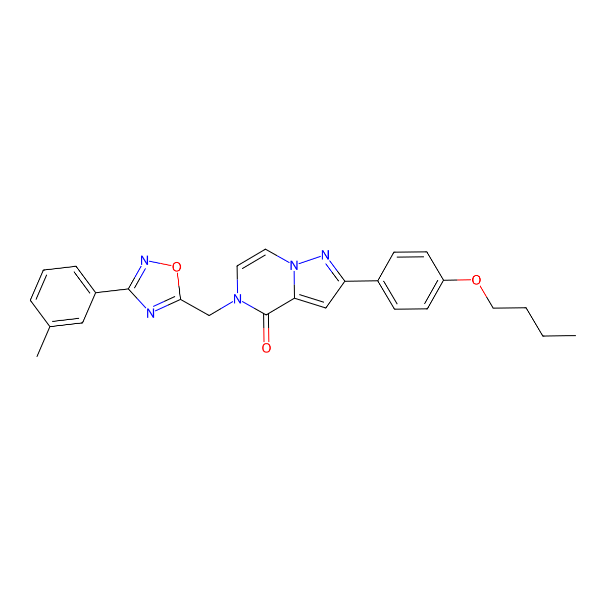 2-(4-butoxyphenyl)-5-{[3-(3-methylphenyl)-1,2,4-oxadiazol-5-yl]methyl}-4H,5H-pyrazolo[1,5-a]pyrazin-4-one molecular structure, CAS 1040684-60-3