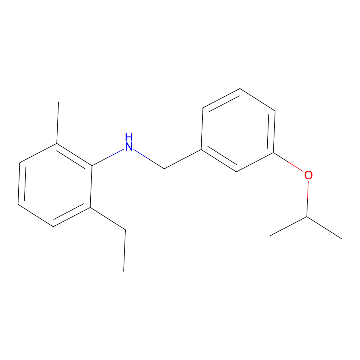 2-Ethyl-N-(3-isopropoxybenzyl)-6-methylaniline molecular structure, CAS 1040684-65-8