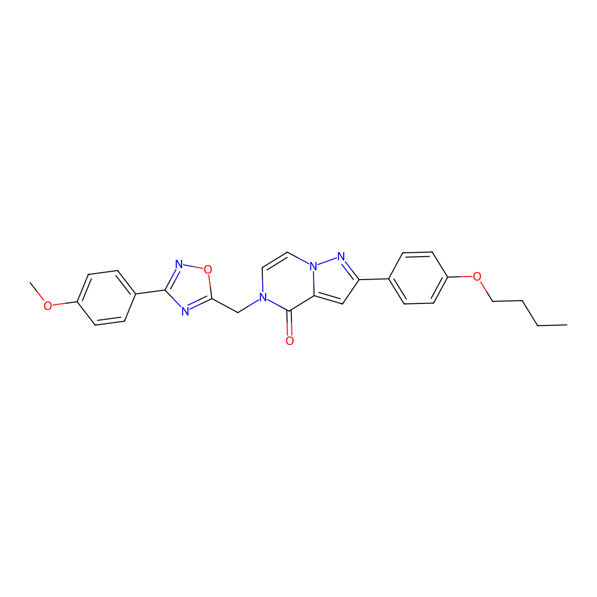 2-(4-butoxyphenyl)-5-{[3-(4-methoxyphenyl)-1,2,4-oxadiazol-5-yl]methyl}-4H,5H-pyrazolo[1,5-a]pyrazin-4-one molecular structure, CAS 1040684-74-9