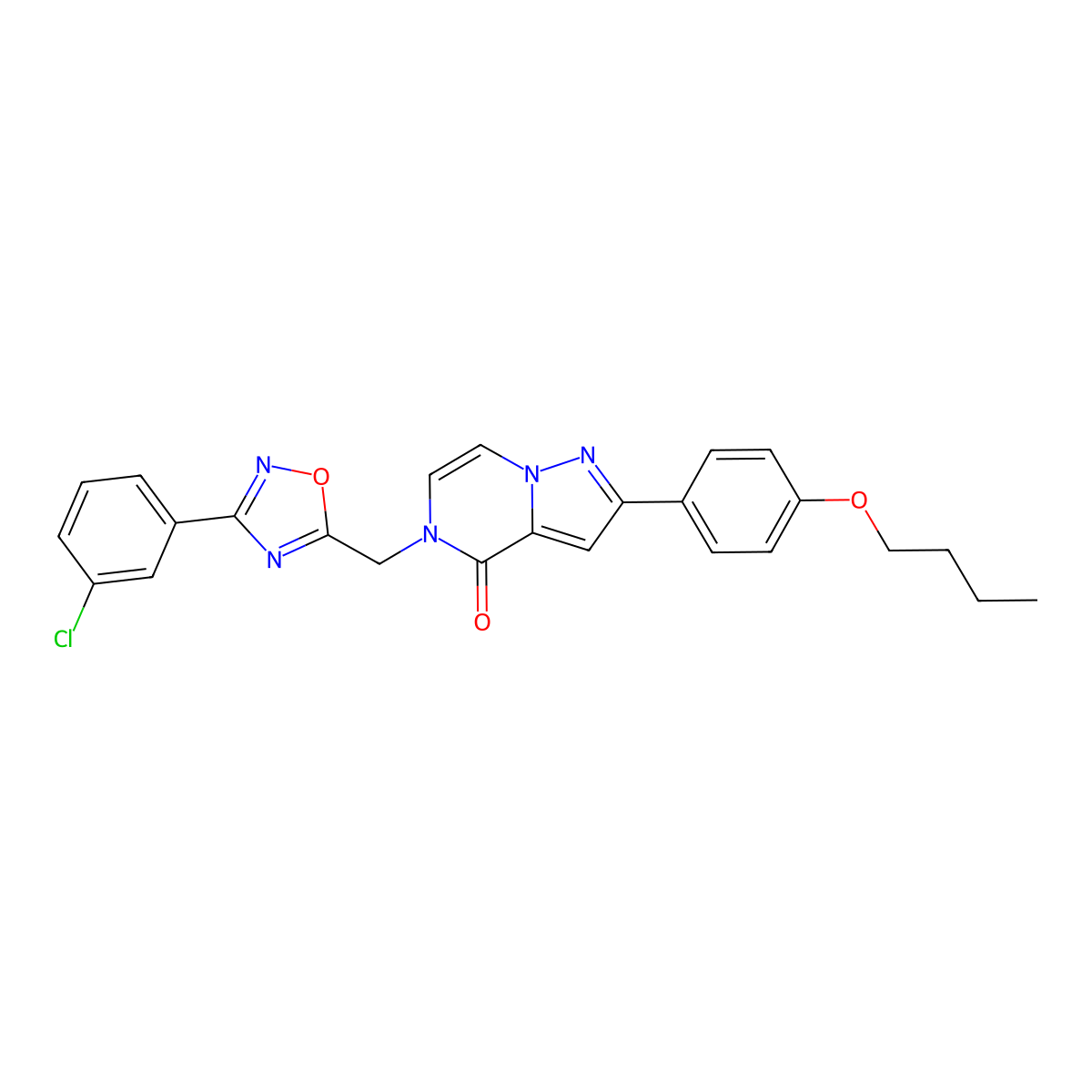 2-(4-butoxyphenyl)-5-{[3-(3-chlorophenyl)-1,2,4-oxadiazol-5-yl]methyl}-4H,5H-pyrazolo[1,5-a]pyrazin-4-one molecular structure, CAS 1040684-87-4