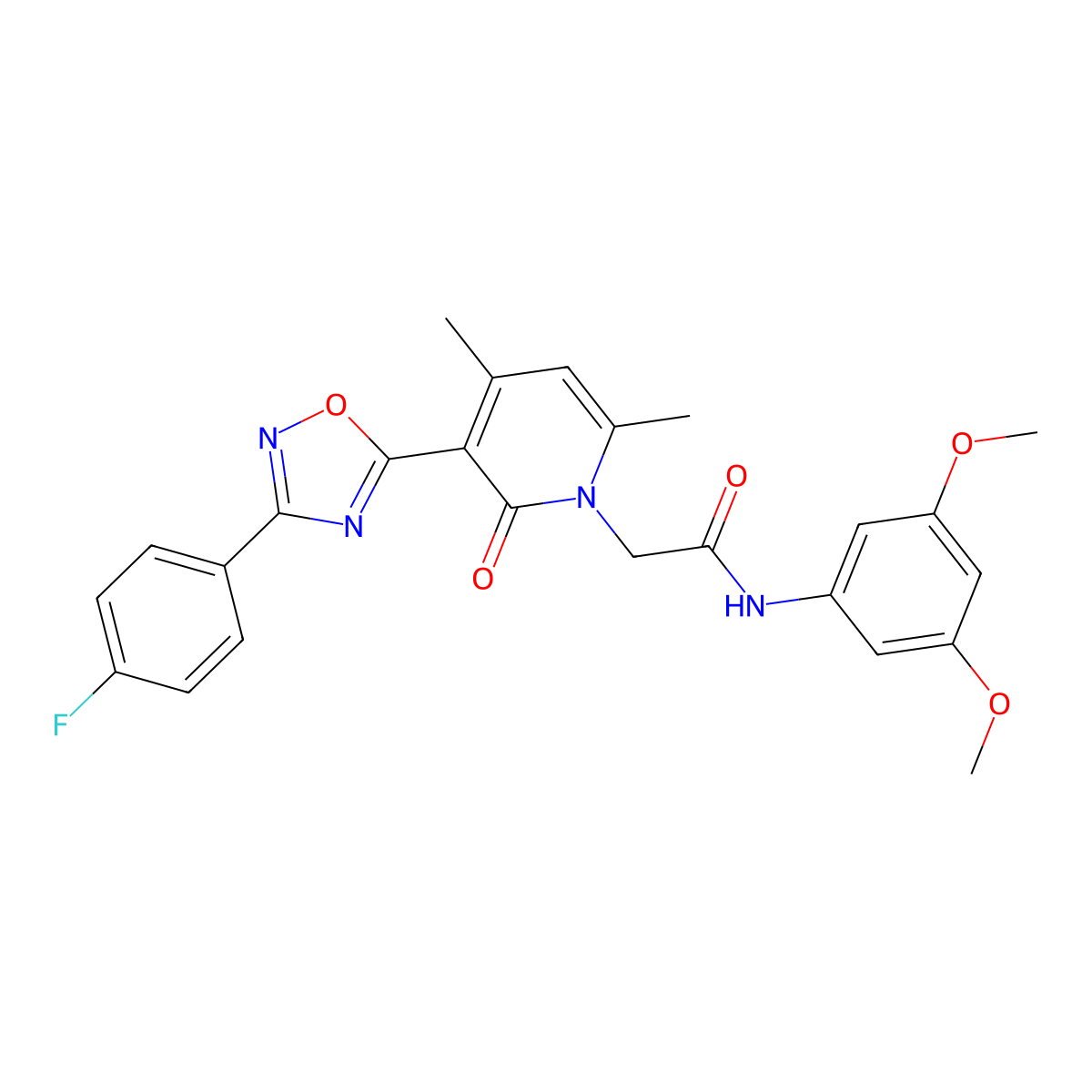 N-(3,5-dimethoxyphenyl)-2-(3-(3-(4-fluorophenyl)-1,2,4-oxadiazol-5-yl)-4,6-dimethyl-2-oxopyridin-1(2H)-yl)acetamide molecular structure, CAS 1040685-05-9