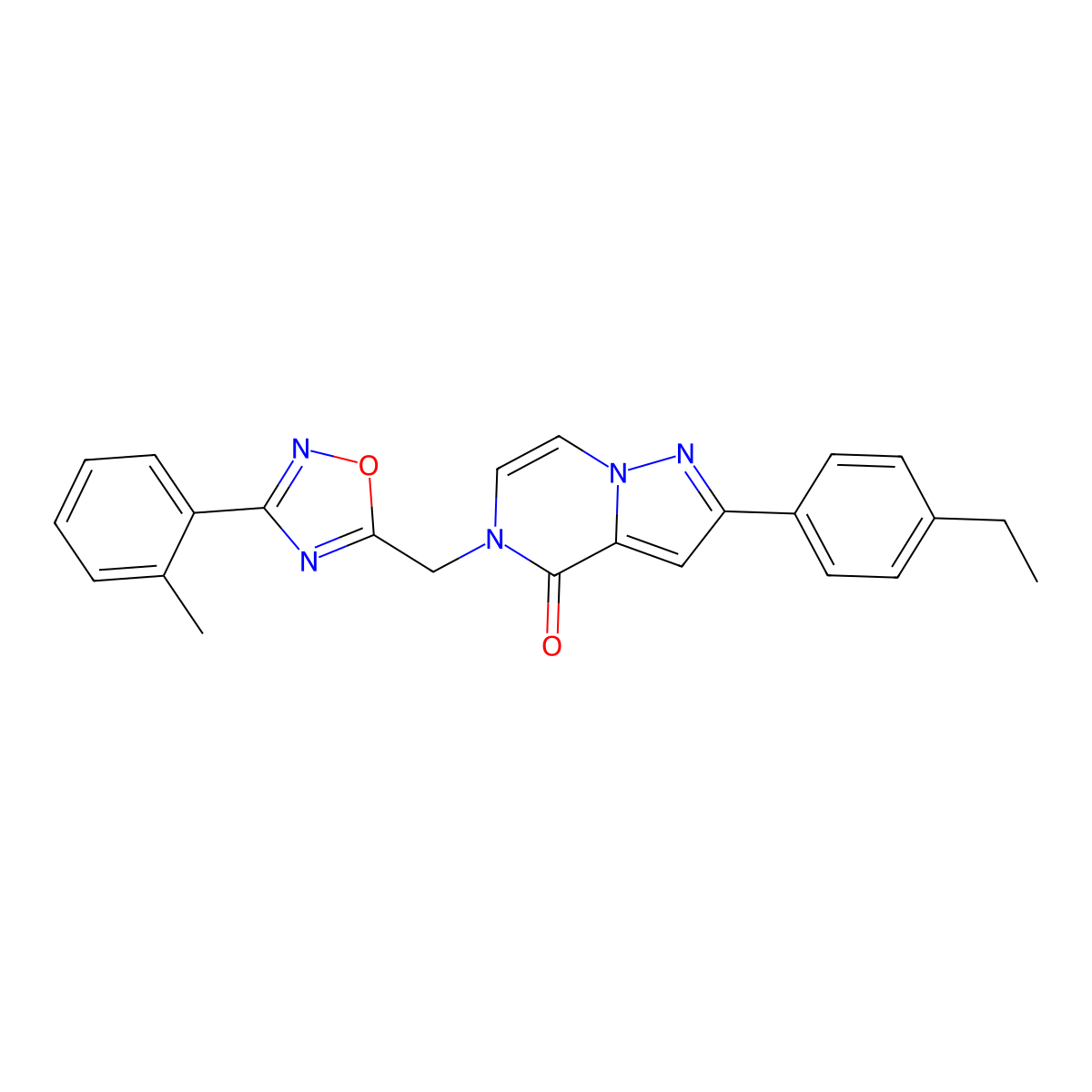 2-(4-ethylphenyl)-5-{[3-(2-methylphenyl)-1,2,4-oxadiazol-5-yl]methyl}-4H,5H-pyrazolo[1,5-a]pyrazin-4-one molecular structure, CAS 1040685-06-0