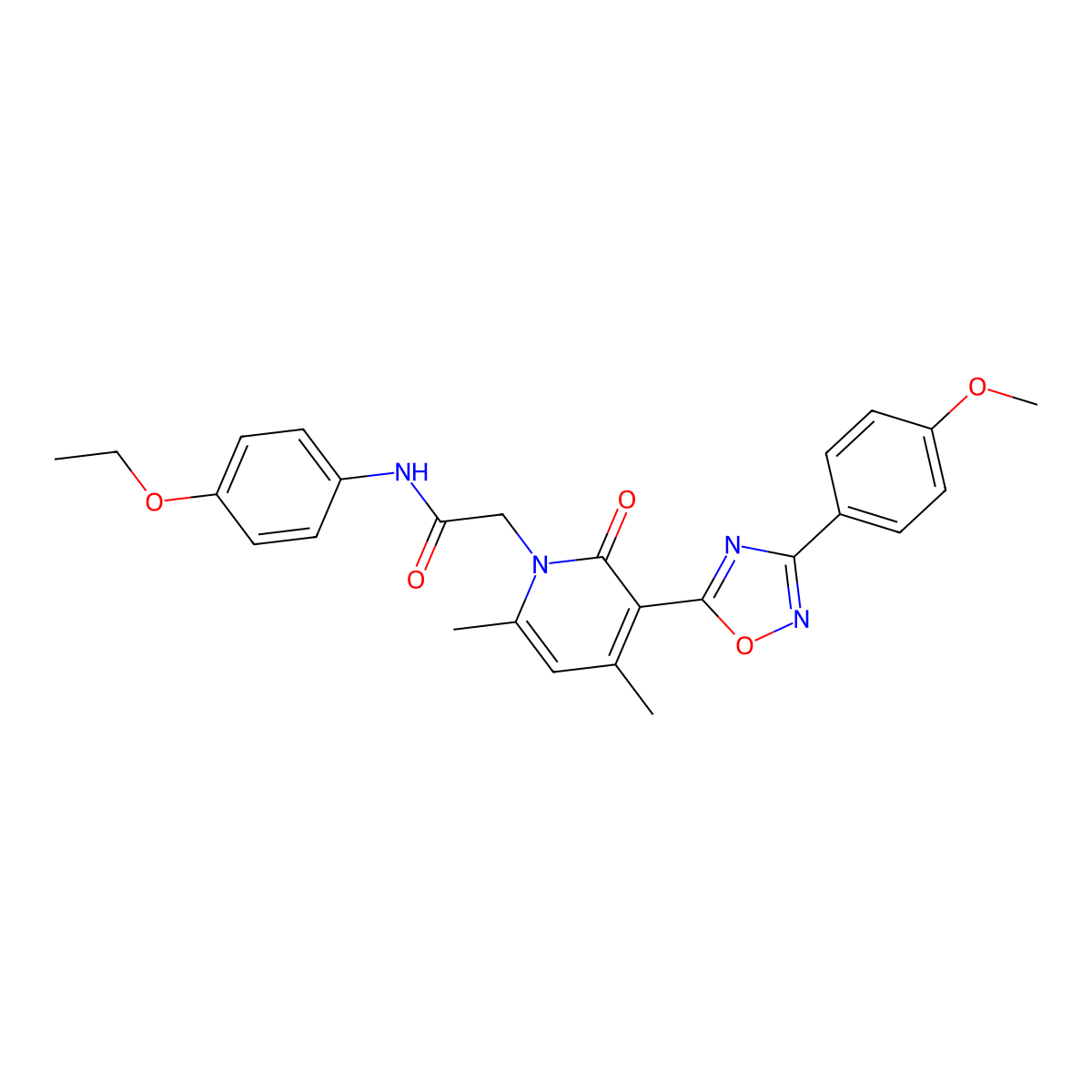 N-(4-ethoxyphenyl)-2-(3-(3-(4-methoxyphenyl)-1,2,4-oxadiazol-5-yl)-4,6-dimethyl-2-oxopyridin-1(2H)-yl)acetamide molecular structure, CAS 1040685-19-5