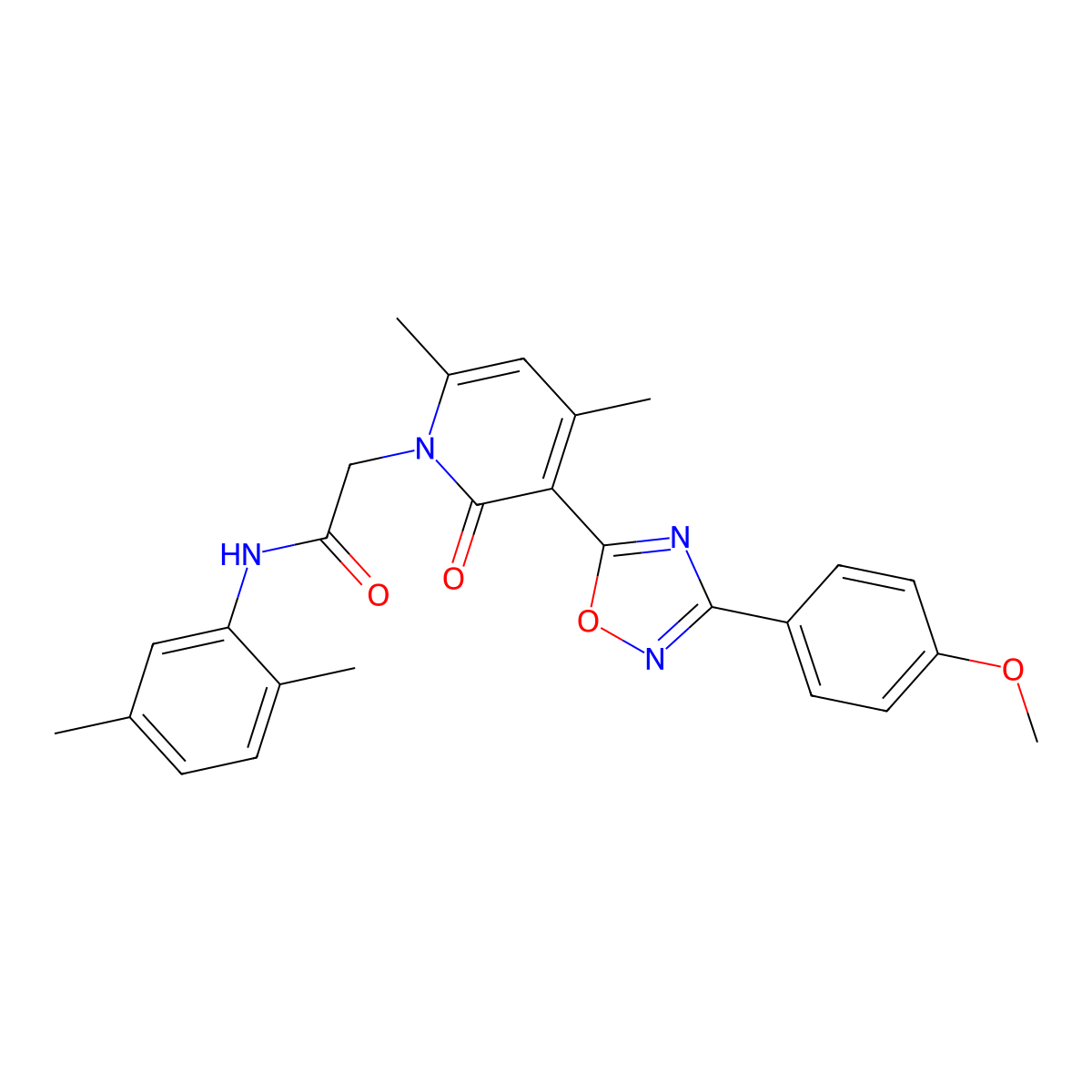 N-(2,5-dimethylphenyl)-2-(3-(3-(4-methoxyphenyl)-1,2,4-oxadiazol-5-yl)-4,6-dimethyl-2-oxopyridin-1(2H)-yl)acetamide molecular structure, CAS 1040685-26-4