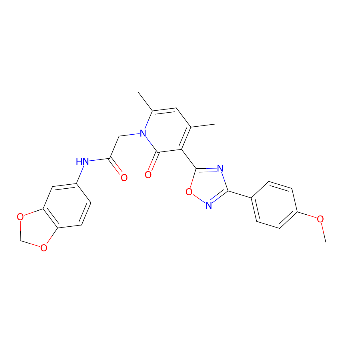 N-(2H-1,3-benzodioxol-5-yl)-2-{3-[3-(4-methoxyphenyl)-1,2,4-oxadiazol-5-yl]-4,6-dimethyl-2-oxo-1,2-dihydropyridin-1-yl}acetamide molecular structure, CAS 1040685-38-8