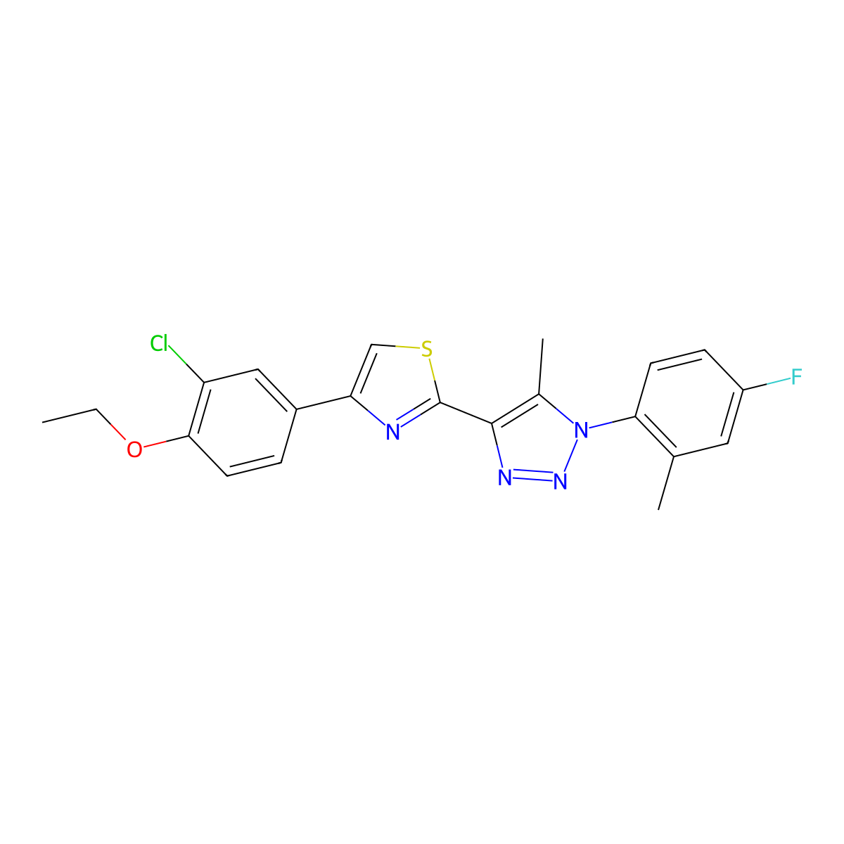 4-[4-(3-chloro-4-ethoxyphenyl)-1,3-thiazol-2-yl]-1-(4-fluoro-2-methylphenyl)-5-methyl-1H-1,2,3-triazole molecular structure, CAS 1040685-56-0