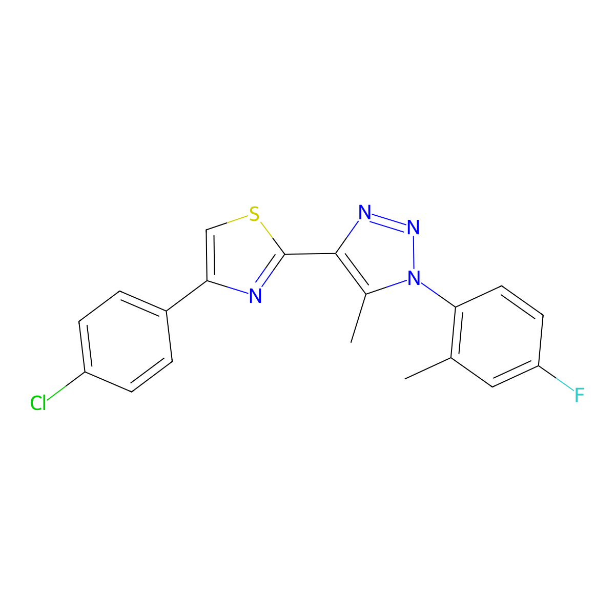 4-[4-(4-chlorophenyl)-1,3-thiazol-2-yl]-1-(4-fluoro-2-methylphenyl)-5-methyl-1H-1,2,3-triazole molecular structure, CAS 1040685-62-8