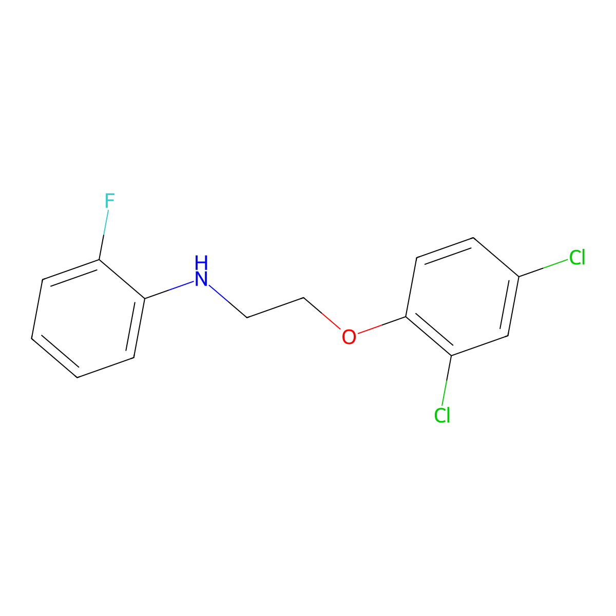 N-[2-(2,4-Dichlorophenoxy)ethyl]-2-fluoroaniline molecular structure, CAS 1040685-71-9
