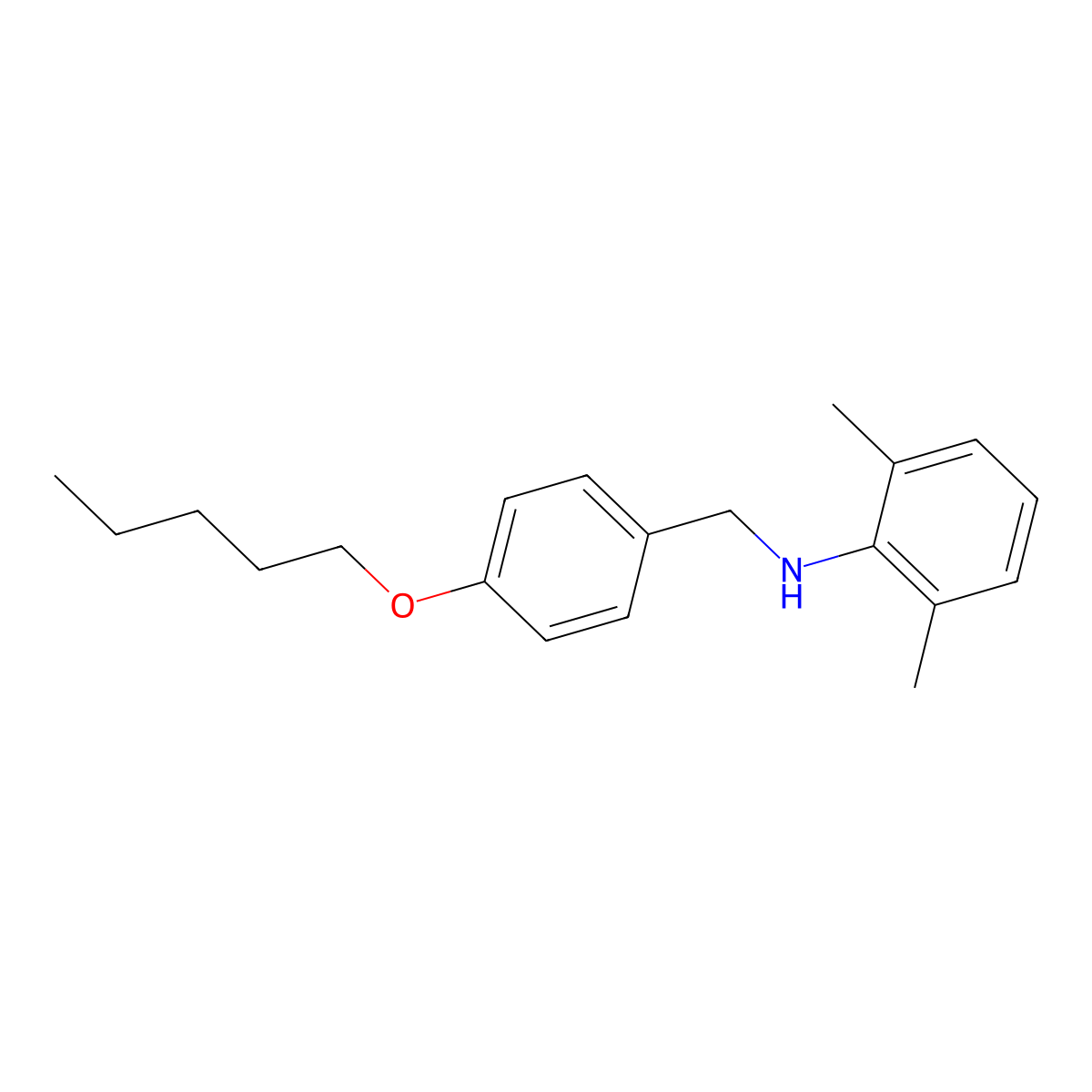 2,6-Dimethyl-N-[4-(pentyloxy)benzyl]aniline molecular structure, CAS 1040686-48-3