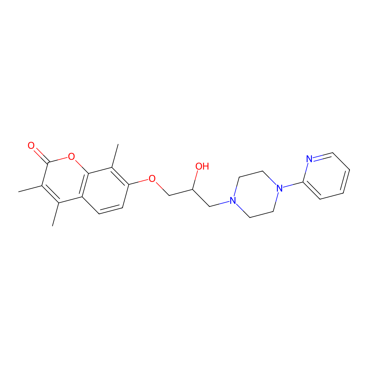 7-{2-hydroxy-3-[4-(pyridin-2-yl)piperazin-1-yl]propoxy}-3,4,8-trimethyl-2H-chromen-2-one molecular structure, CAS 1040688-97-8
