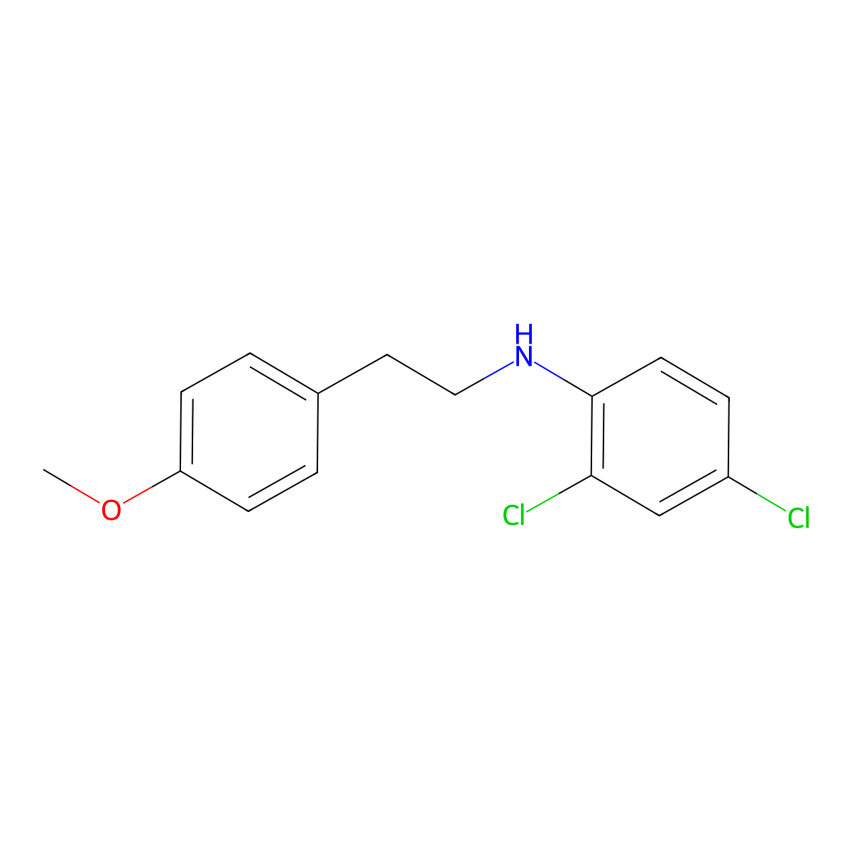 2,4-Dichloro-N-(4-methoxyphenethyl)aniline molecular structure, CAS 1040689-39-1
