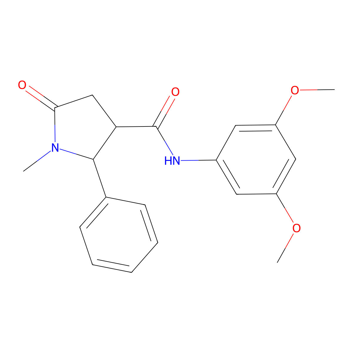 N-(3,5-dimethoxyphenyl)-1-methyl-5-oxo-2-phenylpyrrolidine-3-carboxamide molecular structure, CAS 1040689-68-6