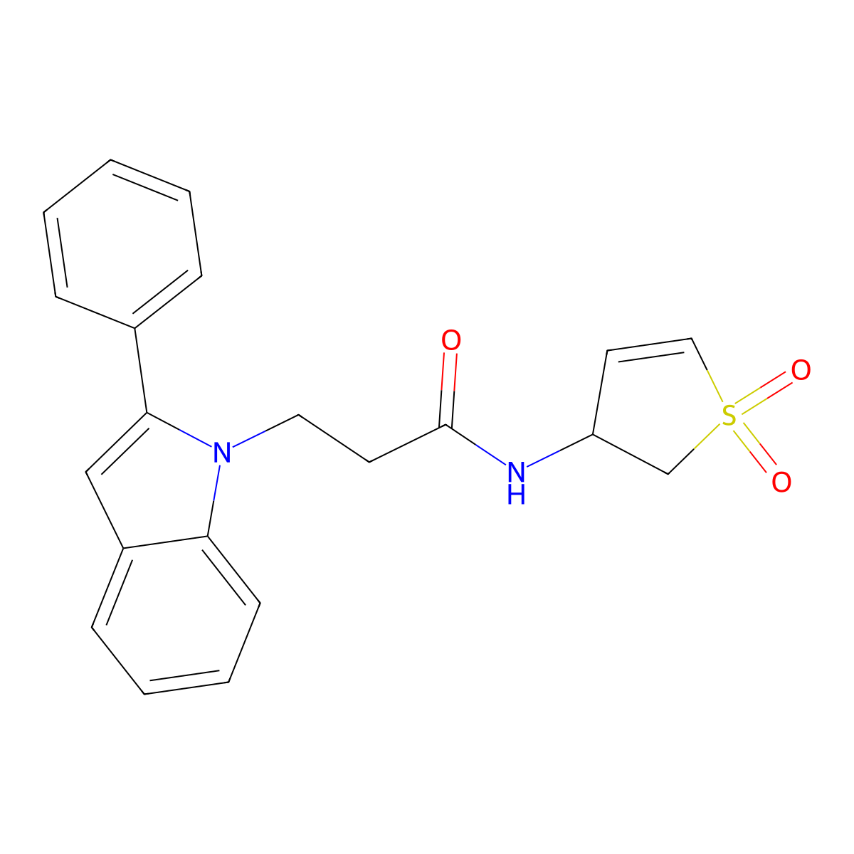 N-(1,1-dioxido-2,3-dihydrothiophen-3-yl)-3-(2-phenyl-1H-indol-1-yl)propanamide molecular structure, CAS 1040689-70-0