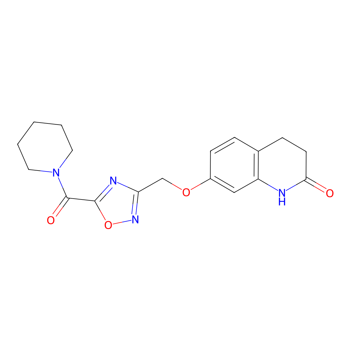 7-{[5-(piperidin-1-ylcarbonyl)-1,2,4-oxadiazol-3-yl]methoxy}-3,4-dihydroquinolin-2(1H)-one molecular structure, CAS 1040689-84-6