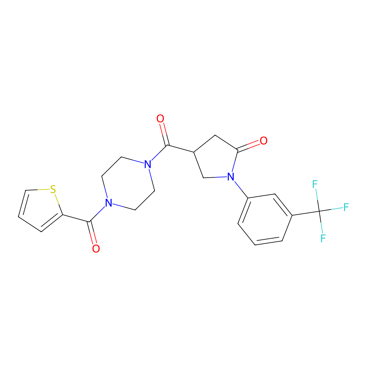 4-{[4-(Thiophen-2-ylcarbonyl)piperazin-1-yl]carbonyl}-1-[3-(trifluoromethyl)phenyl]pyrrolidin-2-one molecular structure, CAS 1040690-05-8
