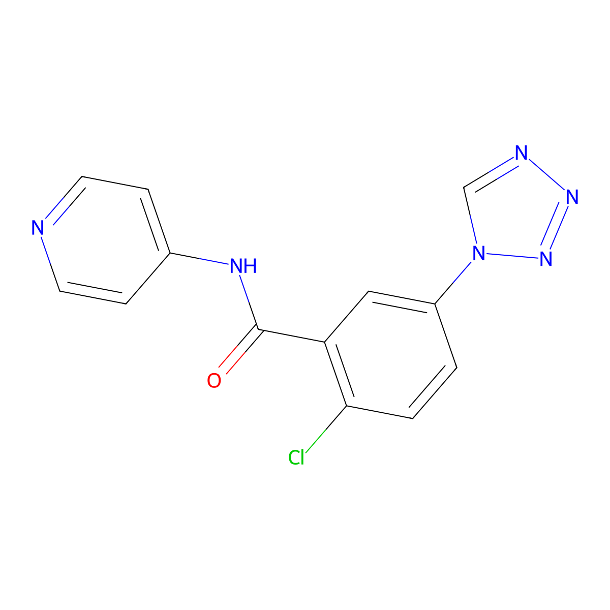 2-chloro-N-(pyridin-4-yl)-5-(1H-tetrazol-1-yl)benzamide molecular structure, CAS 1040690-32-1