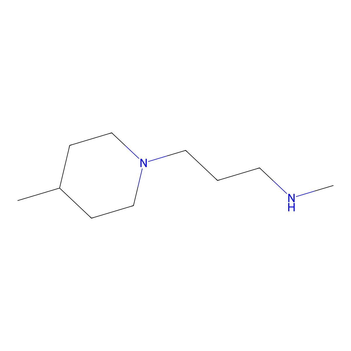 N-Methyl-3-(4-methyl-1-piperidinyl)-1-propanamine molecular structure, CAS 1040690-61-6