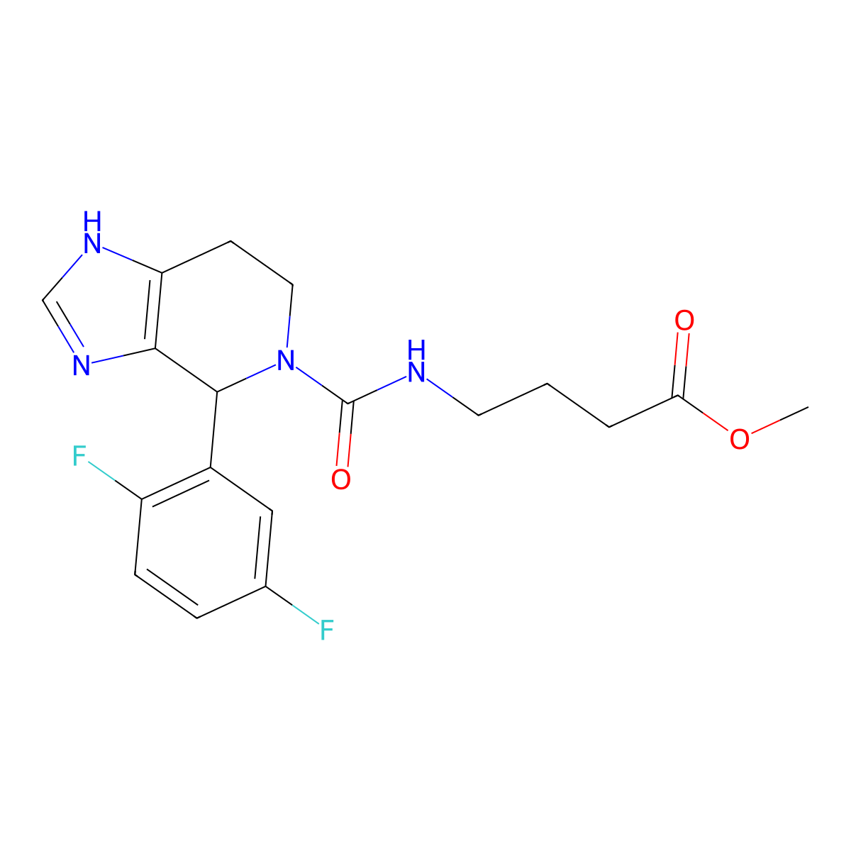 methyl 4-({[4-(2,5-difluorophenyl)-1,4,6,7-tetrahydro-5H-imidazo[4,5-c]pyridin-5-yl]carbonyl}amino)butanoate molecular structure, CAS 1040690-65-0
