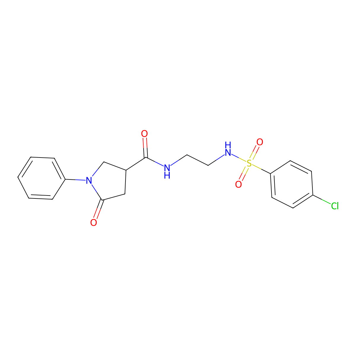 N-(2-{[(4-chlorophenyl)sulfonyl]amino}ethyl)-5-oxo-1-phenylpyrrolidine-3-carboxamide molecular structure, CAS 1040690-70-7