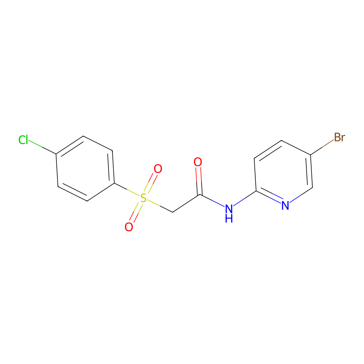 N-(5-bromopyridin-2-yl)-2-[(4-chlorophenyl)sulfonyl]acetamide molecular structure, CAS 1040690-91-2