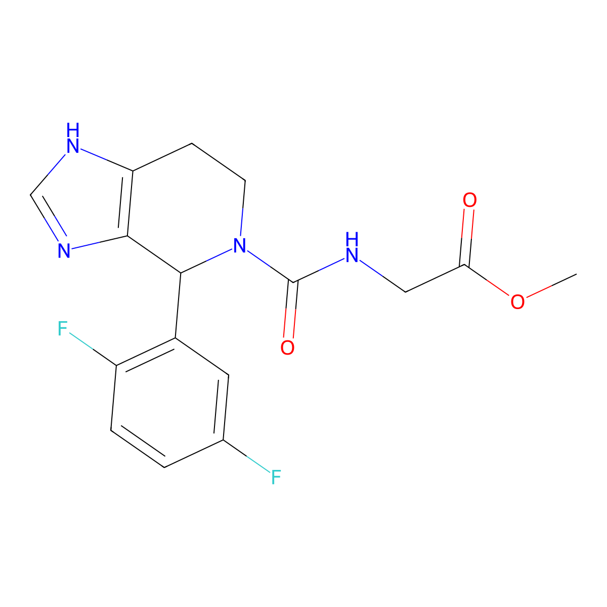methyl N-{[4-(2,5-difluorophenyl)-3,4,6,7-tetrahydro-5H-imidazo[4,5-c]pyridin-5-yl]carbonyl}glycinate molecular structure, CAS 1040691-03-9